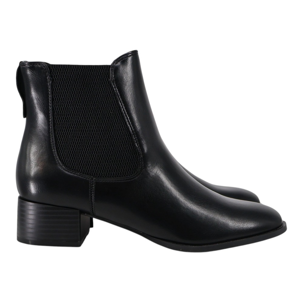 Journee Collection Chayse Black Chelsea Boots Block Heel Vegan Leather 8 M New